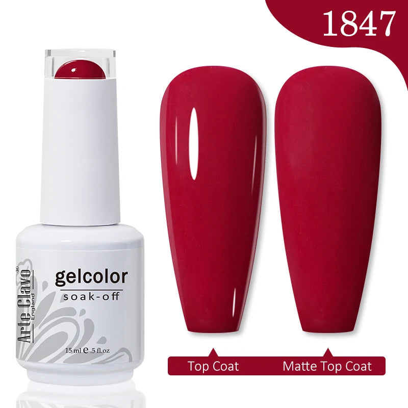 Arte Clavo 15ml Rose Red Pink Color Gel Nail Polish Autumn Winter Hot Sale Long Lasting Soak Off For Manicure Nail Art Gel