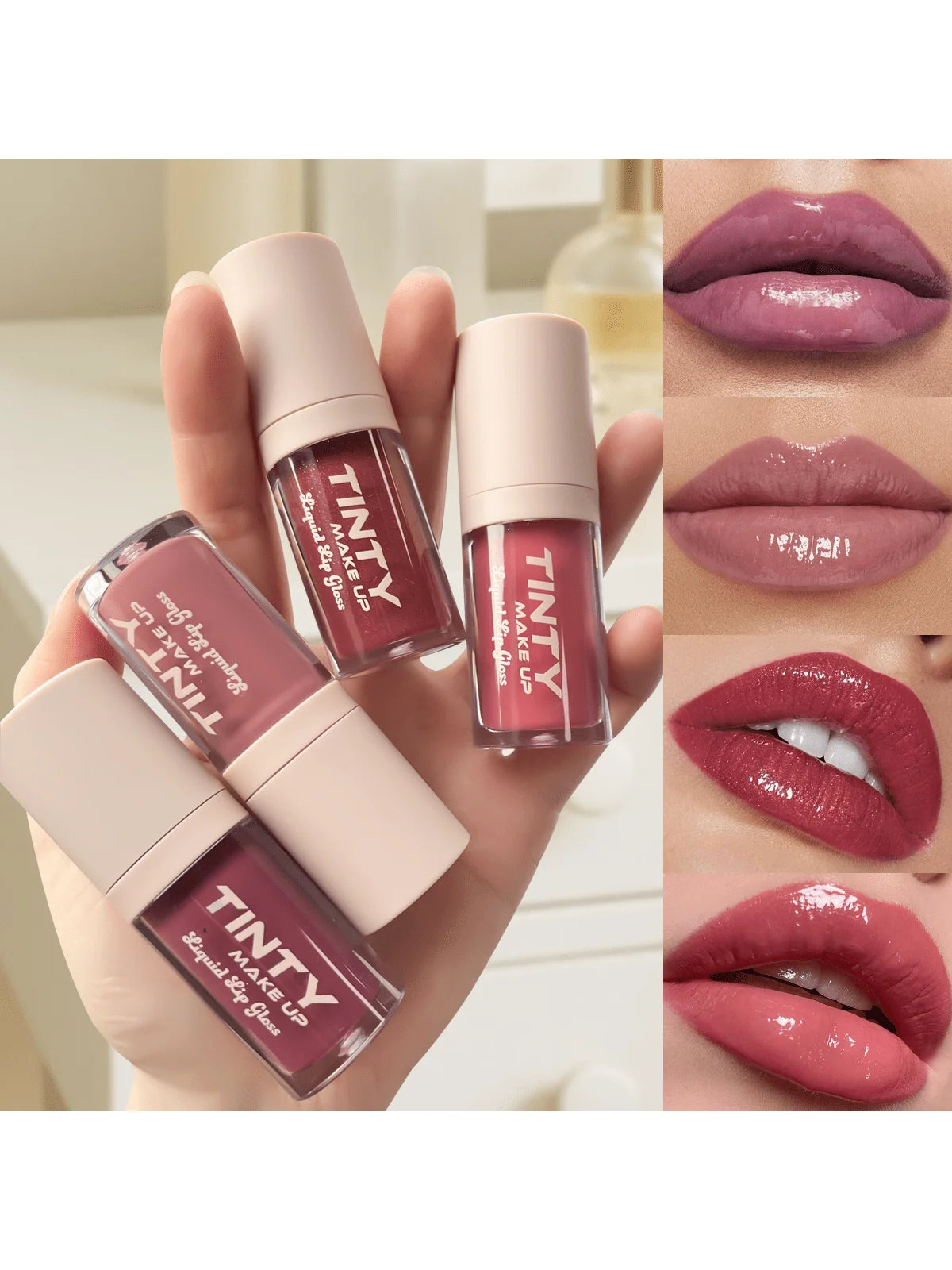 2PC Crystal Jelly Moisturizing Lip Oil Plumping Lip Gloss Makeup Sexy Plump Lip Glow Oil Tinted Lip Plumper