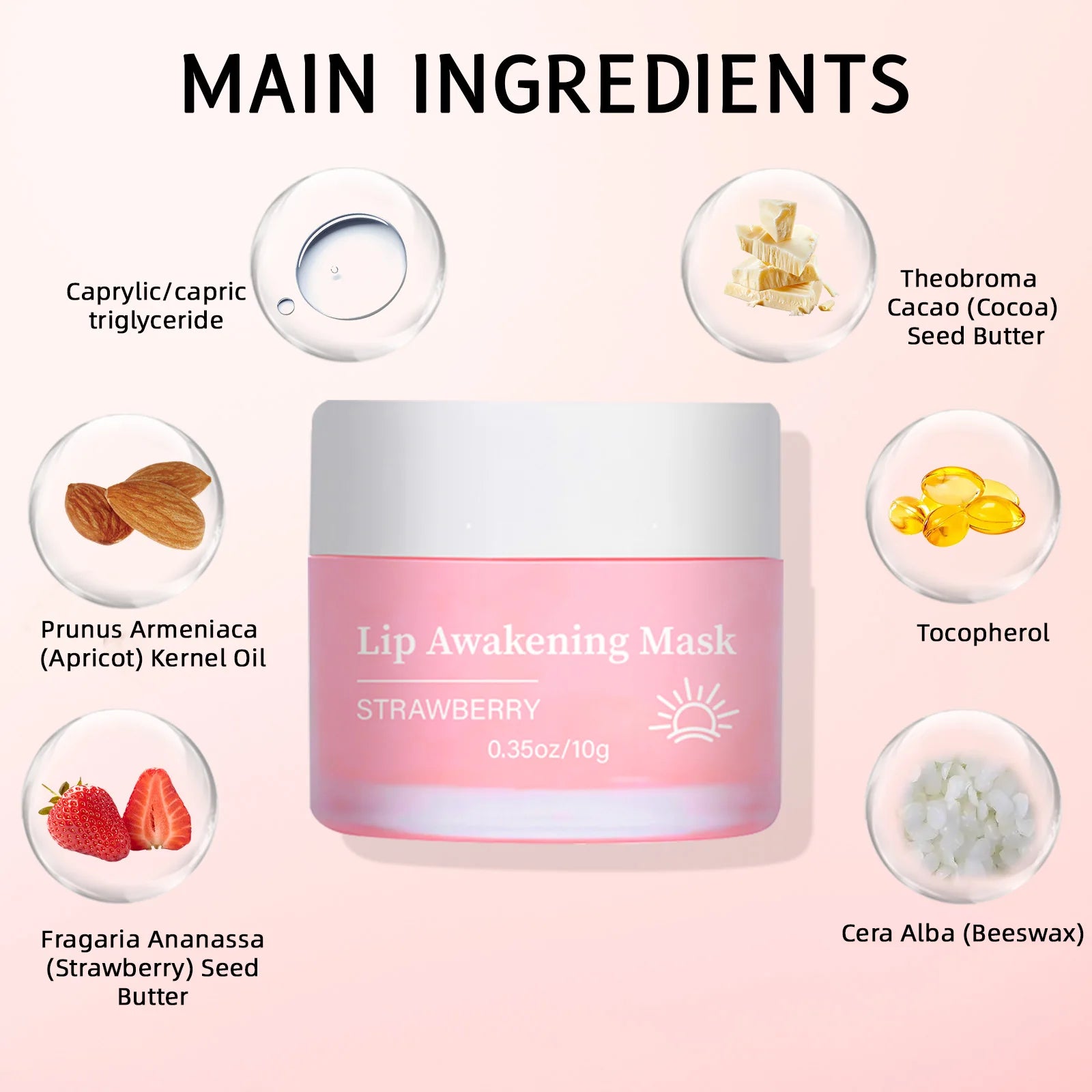Natural Coconut & Strawberry Lip Mask Duo 20g Set - Day and Night Moisturizing Treatment for Dry and Sensitive Lips