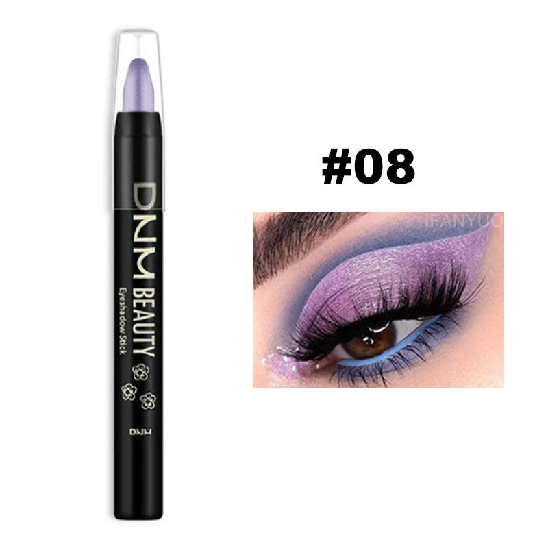 16 Colors Pearlescent Eyeshadow Sticks High Pigmented Eyeshadow Pencil Glitter Waterproof Long-Lasting Eye Makeup Non-Smudged