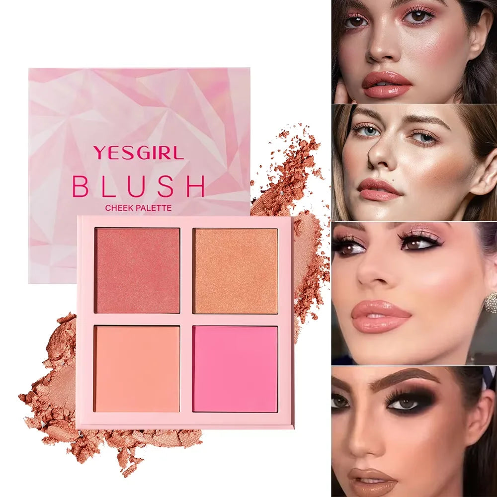 Four Color Matte Powder Blusher Low Saturation Soft Fog Powder Red Blusher Brightens Christmas gift