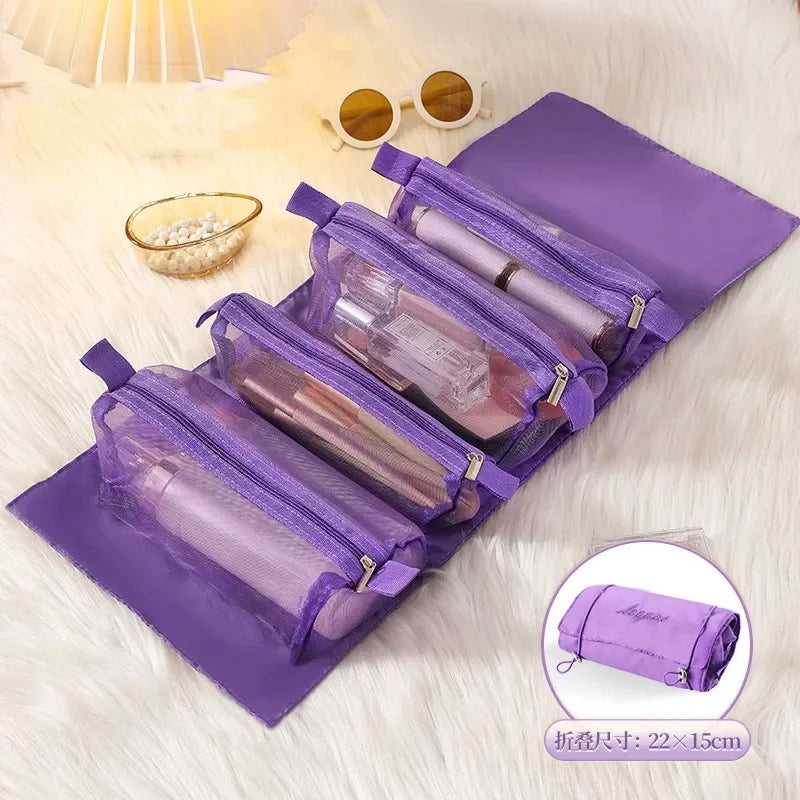 Portable Large Capacity 4 in 1 Makeup Bags Portable Folding Travel Cosmetics Storage Toiletry Bag Detachable Cosmetic Bag