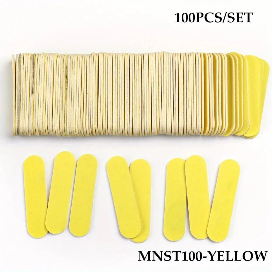 50/100pcs Double Side Nail Files Mini Wood Sanding Buffer Block Set For Gel Polish Manicure Pedicure Salon Nail Art Tools