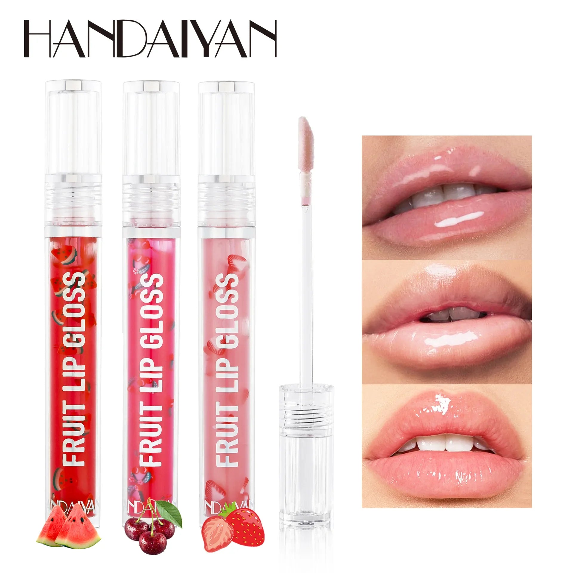 HANDAIYAN Fruit Flavored Lip Oil Moisturizing Transparent Lip Protector Glossy Water-Like Lip Care Glosses