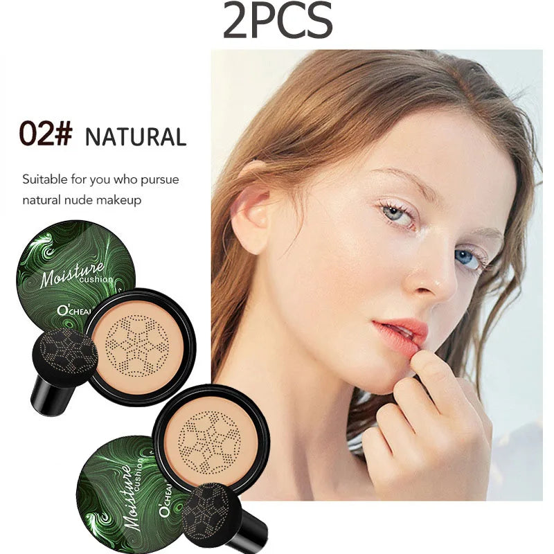 Ocheal BB Cream Air Cushion Compact Make Up Foundation Concealer Cream for Face Cosmetics Makeup Mushroom Head Puff
