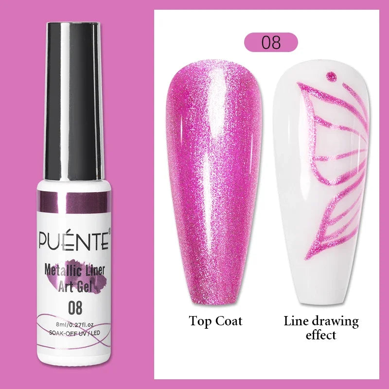 8ML Christmas Sparkling Reflective Diamond Glitter Liner Gel Nail Polish Soak Off UV Semi-Permanent Nail Art Varnish Manicure