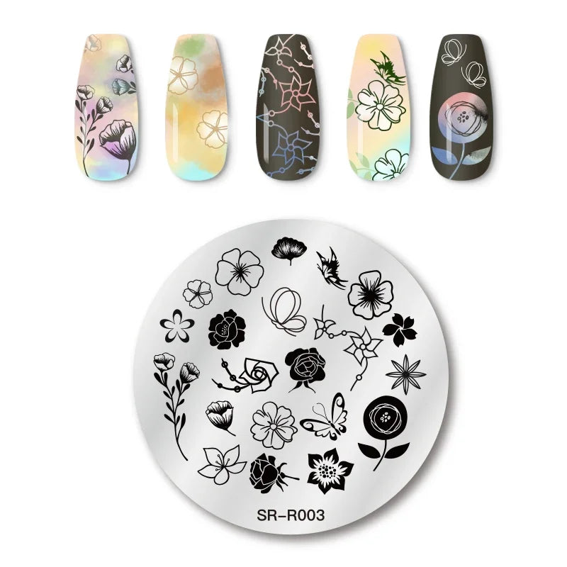 1PC Flower Leaves Line Geometric Stamping Plates Abstract Lady Face Nail Stamp Templates Printing Stencil Nail Art Decoration