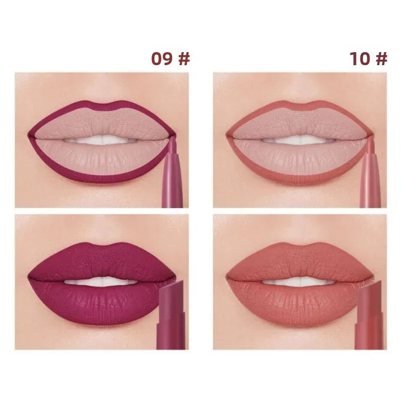 Double Head Matte Lip Liner Pencil 2 in 1 Long Lasting Waterproof Nude Red Lipstick Brighten Outline Makeup Stick
