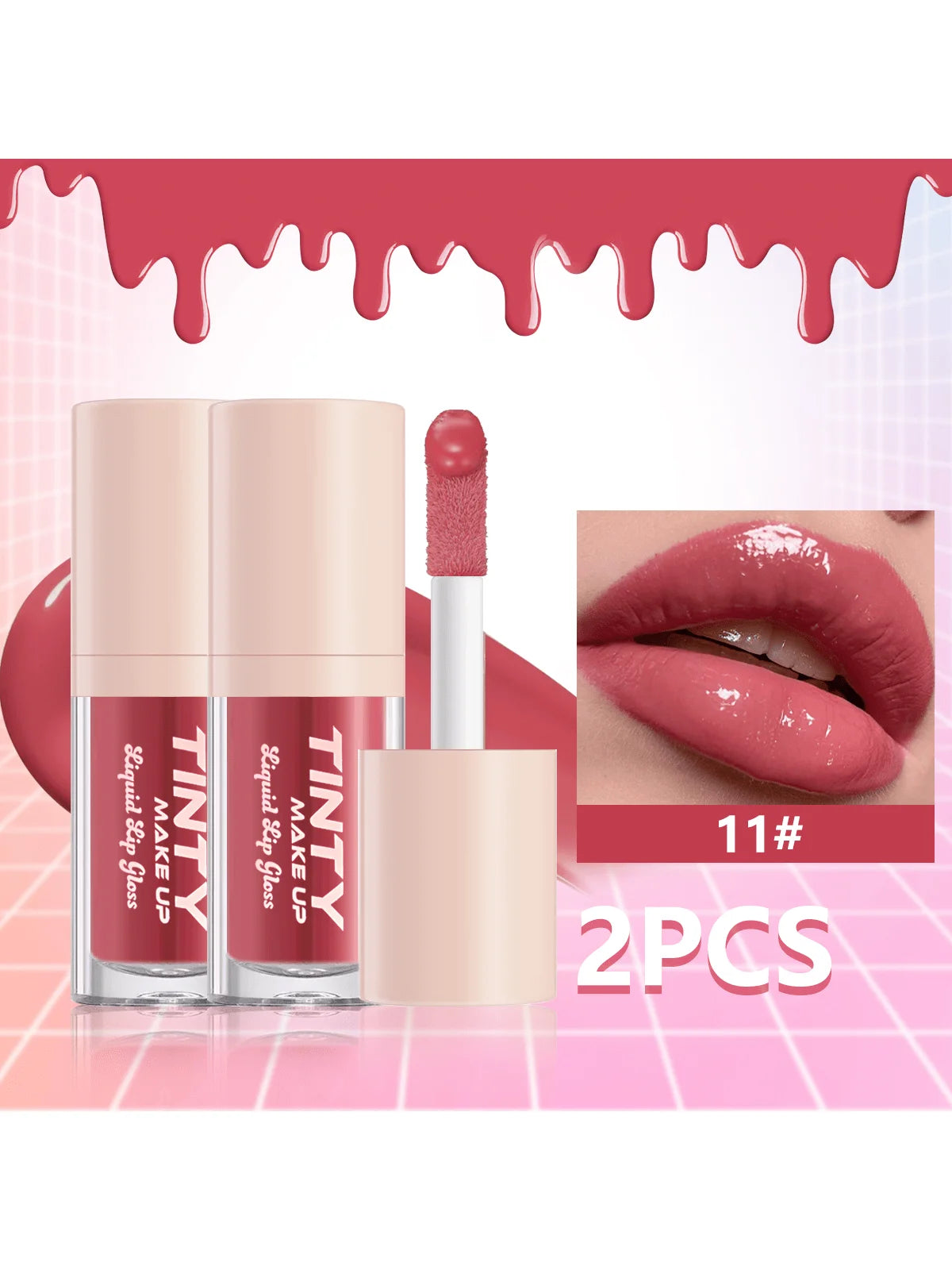 2PC Crystal Jelly Moisturizing Lip Oil Plumping Lip Gloss Makeup Sexy Plump Lip Glow Oil Tinted Lip Plumper