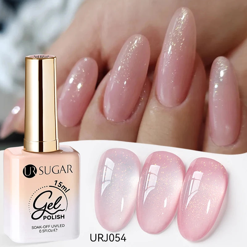 UR SUGAR 15ml Crystal Milky Jelly White Nude Gel Nail Polish Transparent Semi-permanent UV Gel Nail Art Soak Off Gel Varnish