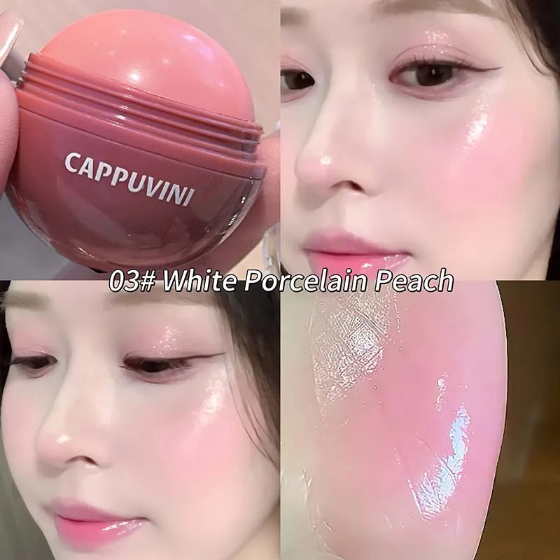 Cappuvini Vitality Juicy Blush Ball Natural Rosy Long-Lasting High Color Blusher Cream Face Makeup Rouge