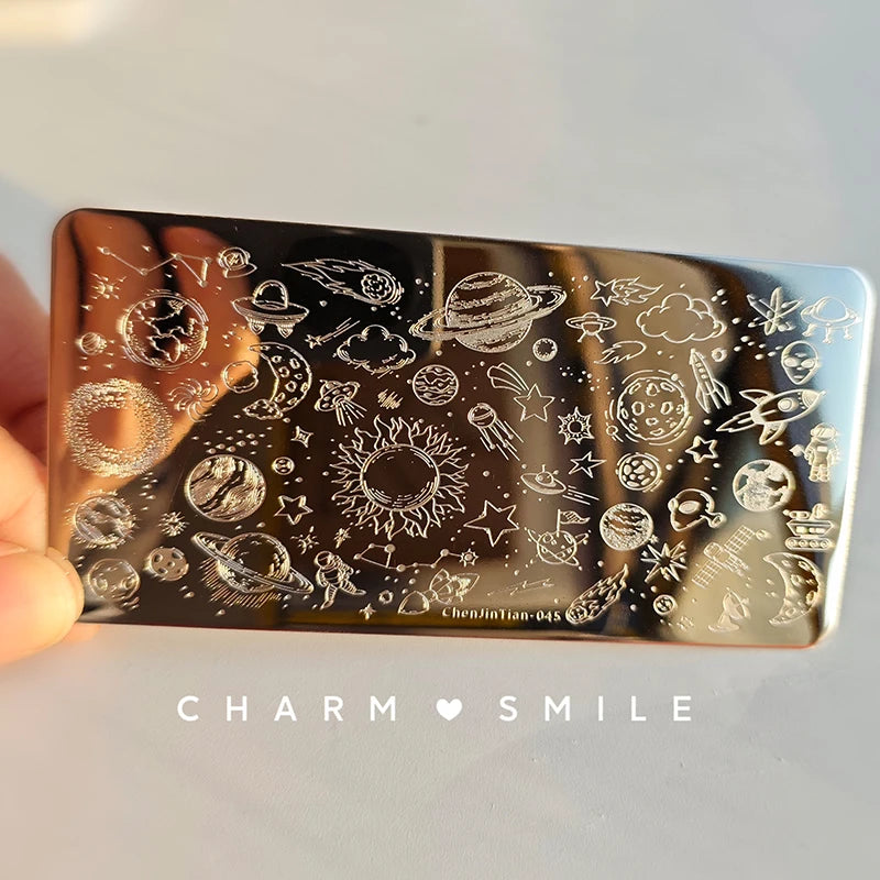 Cartoon Characters Stamping Plates French Line Geometry Flowers Leaves Animals Image Stainless Steel Nail Art Template Stencil