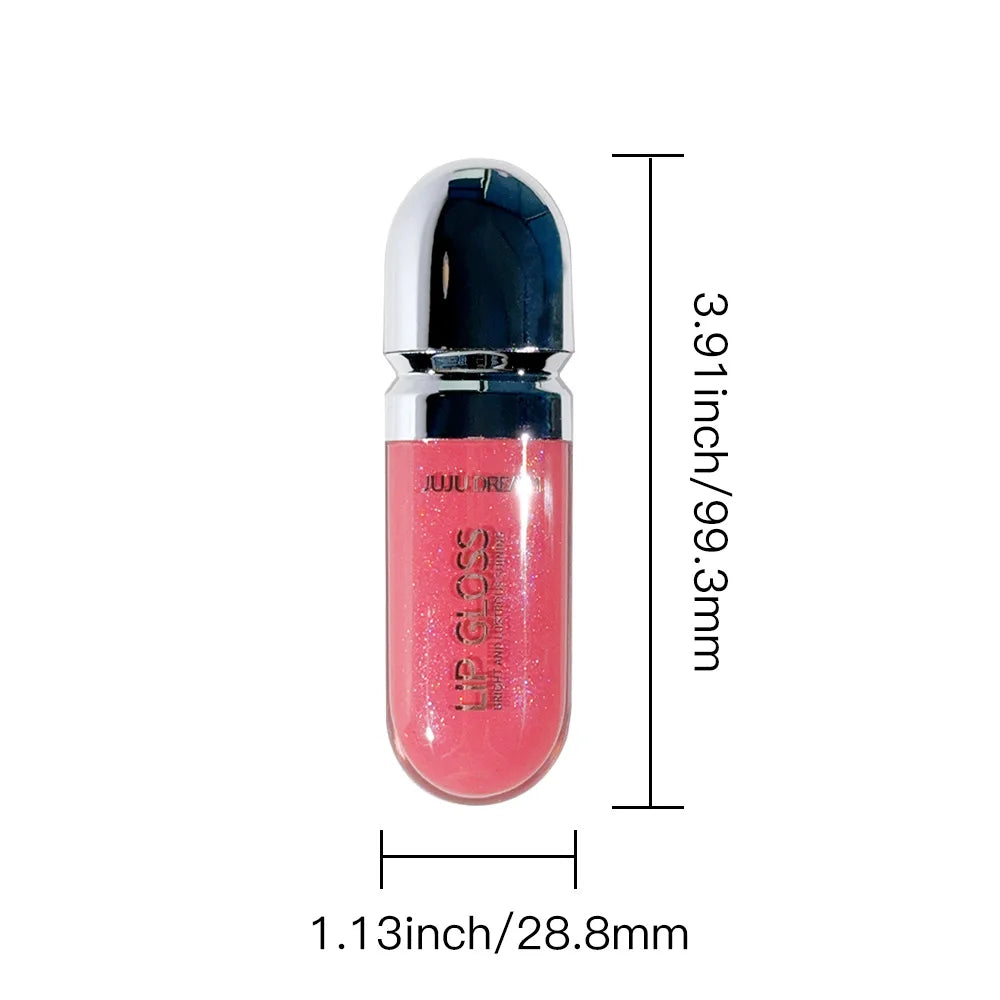 Long-Lasting Water-Gloss Plump Lip Gloss Capsule - Moisturizing & Hydrating Shine Mirror Transparent Pinkish-Shimmer Lip Glaze