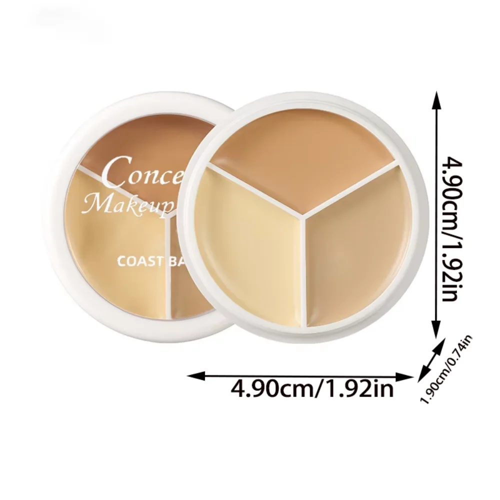 3-Color Full Coverage Concealer - Waterproof Corrector for Blemishes, Dark Circles & Fine Lines