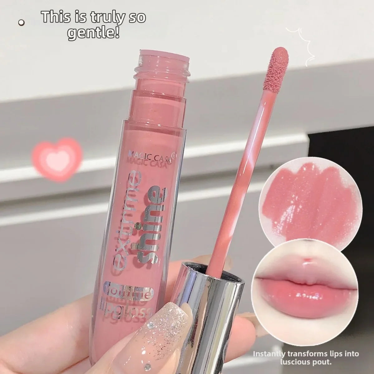 Fine Shimmer Lip Oil Gloss Long Lasting Hydrating Moisturizer Transparent Water Based Pearlescent Lip Glaze