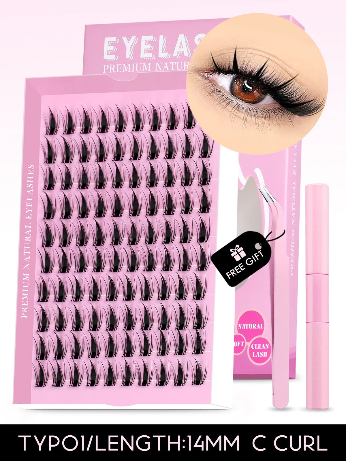 GROINNEYA DIY Lash Kit 10-18mm Manga Lashes Mixed Tray Lash Clusters Individual Eyelashes Kit with Lash Bond DIY Lashes