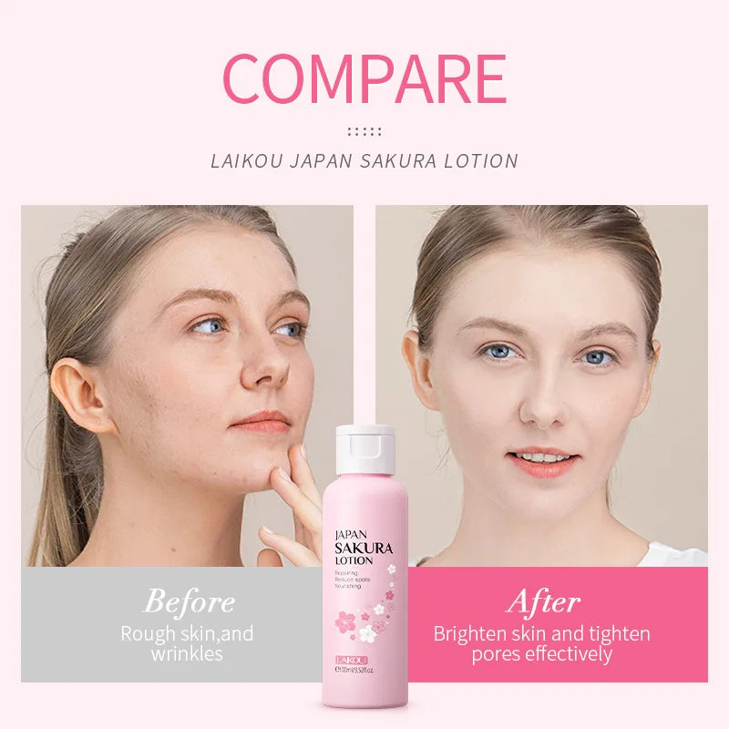 LAIKOU Sakura Face Lotion Moisturizing Essence Shrink Pores Repairing Improve Skin Elasticity 100ML