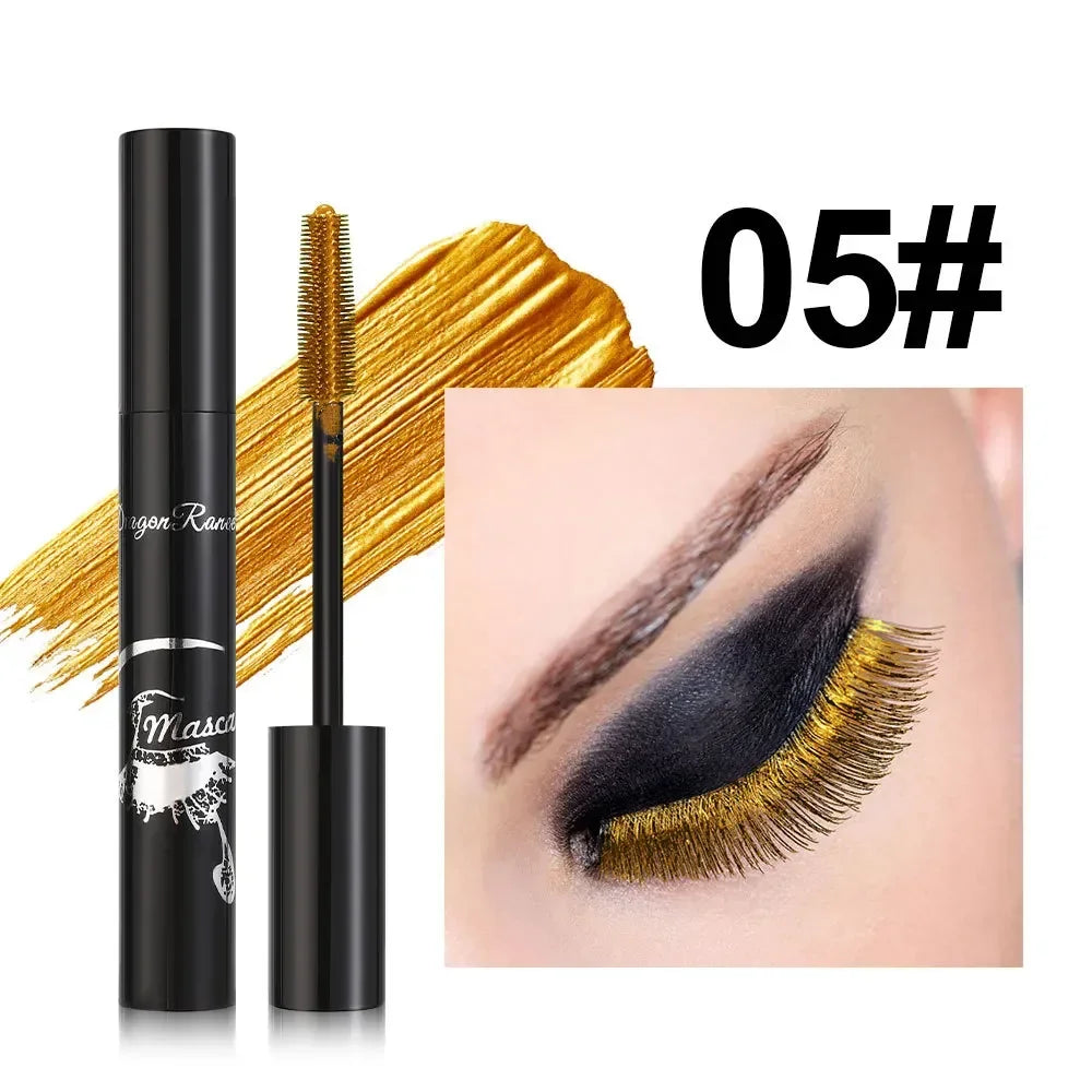 Colorful Mascara Blue Gold Pink Glitter Shimmer Mascara Waterproof Lasting Thick Curling Lengthen Eyelash Extension Mascara