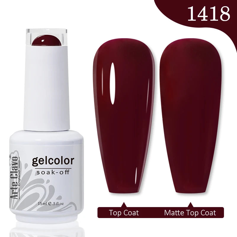 Arte Clavo 15ml Rose Red Pink Color Gel Nail Polish Autumn Winter Hot Sale Long Lasting Soak Off For Manicure Nail Art Gel