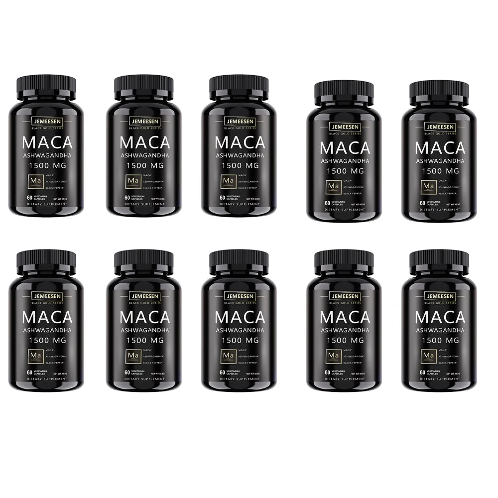 Organic Maca Root Powder Capsules 1500mg containing Maca Root Extract,Ashwagandha,Black Pepper, Supplements for Men