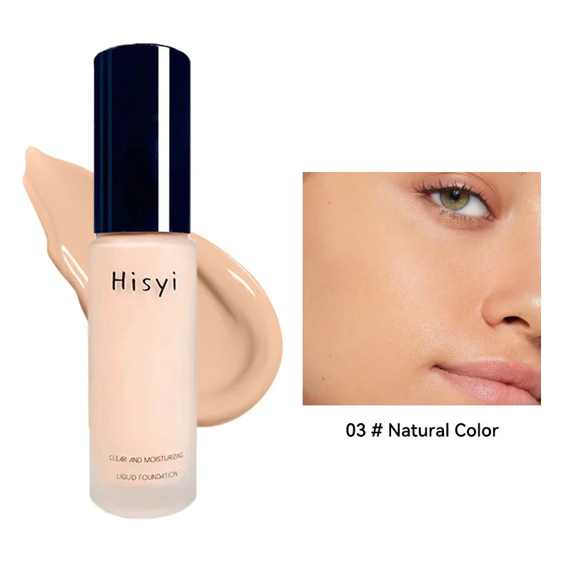 The liquid foundation is light, matte, naturally brightening off makeup