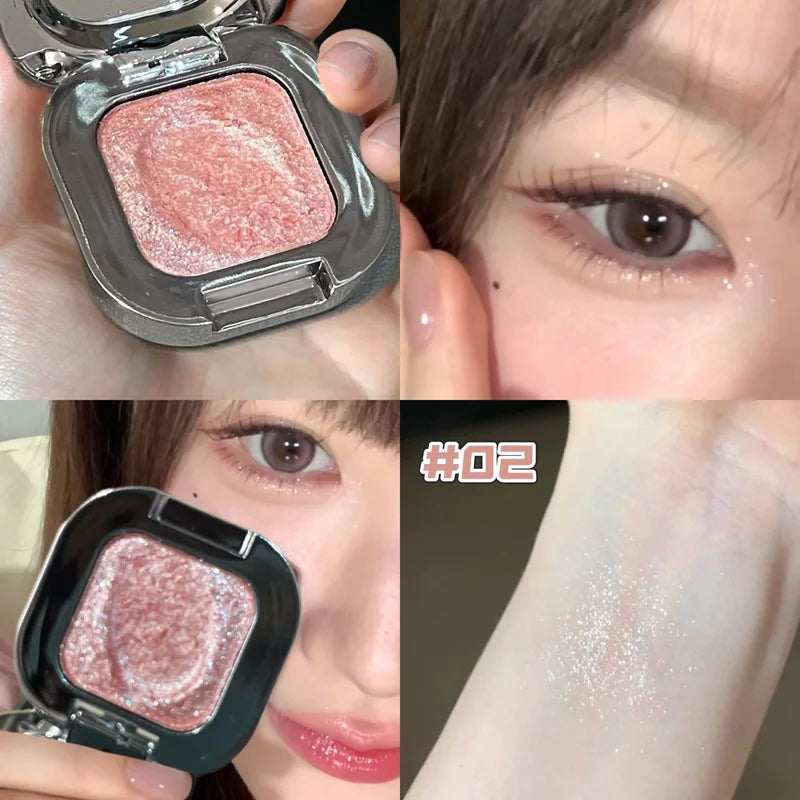 HERORANGE Square Single Highlighter Powder, Creamy Soft Texture, Radiant Pearl Pigment, Long-lasting Glow, Intense Color Payoff