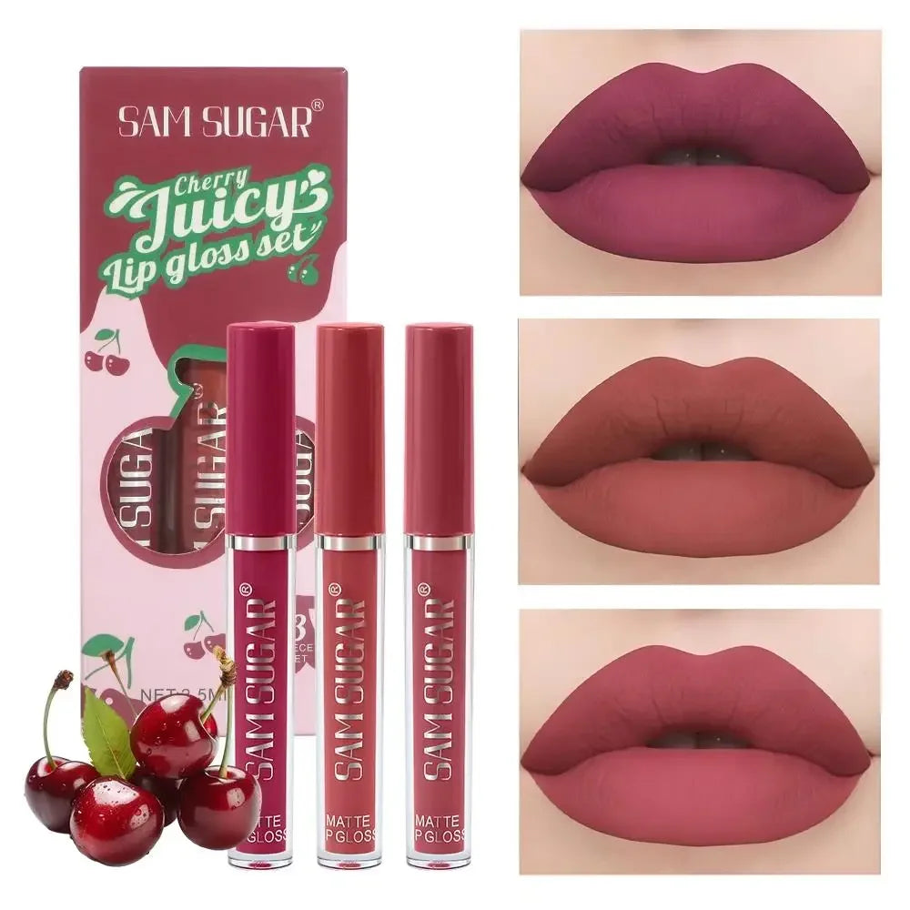 Velvet Matte Lip Gloss Liquid Lipstick Moisturizing Long Lasting Non Stick Cup Glaze Rich Color Set Sexy Fruit Juicy