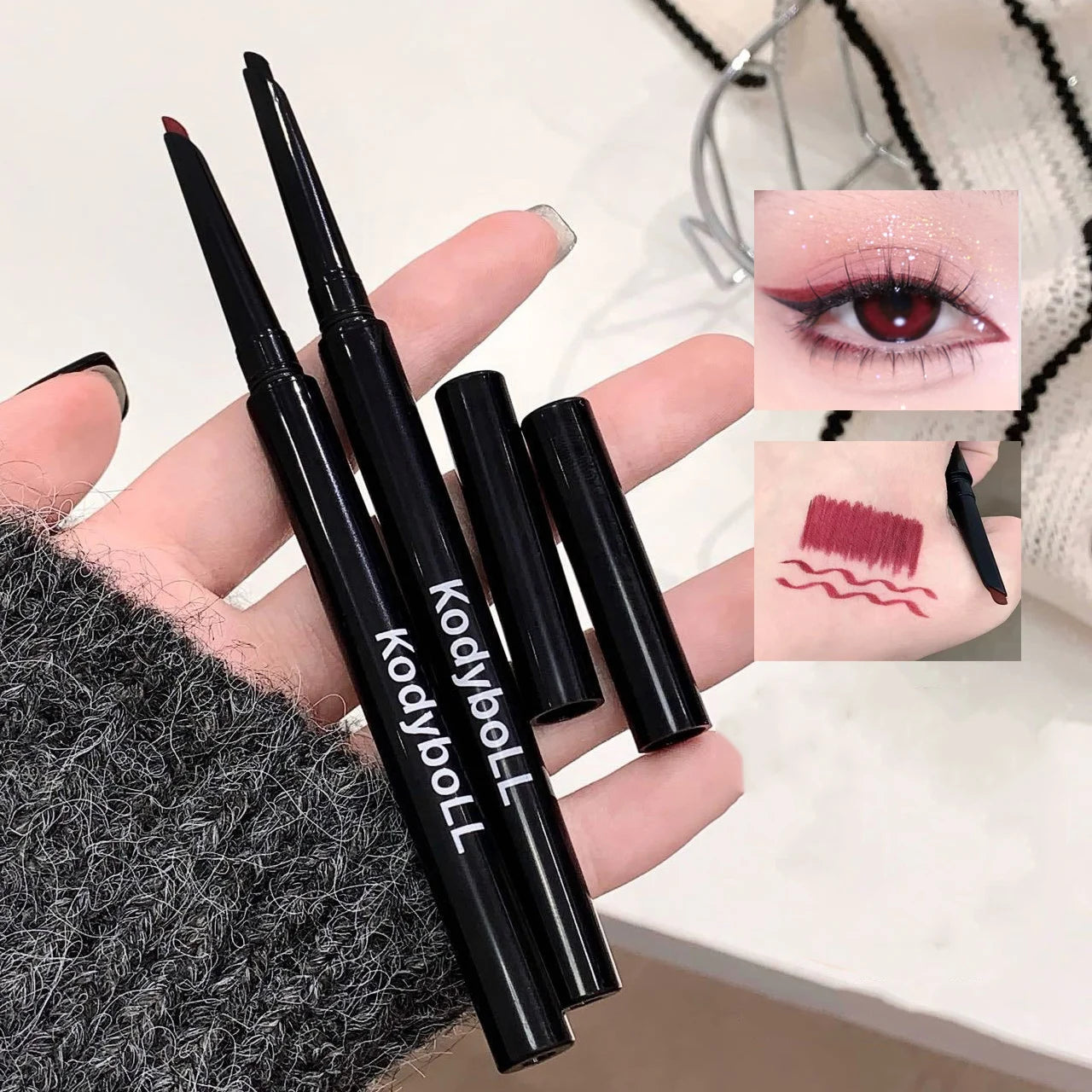 Waterproof Matte Red Eyeliner Gel Pencil Ultra-thin Long Lasting Quick Dry Smooth Black Eye Liner Pen Silky Makeup Cosmetics