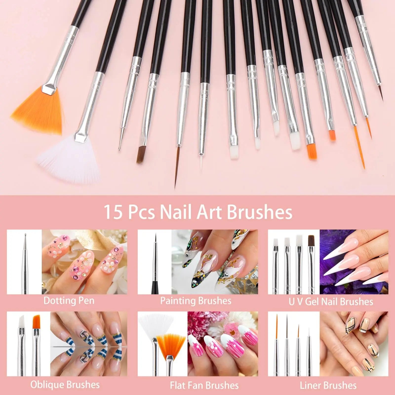 5/36 Pcs Nail art Brush Set Fine Liner Striping Dotting Silicone Tools 3D Gel Pen Acrylic Design Brushes for Home Use