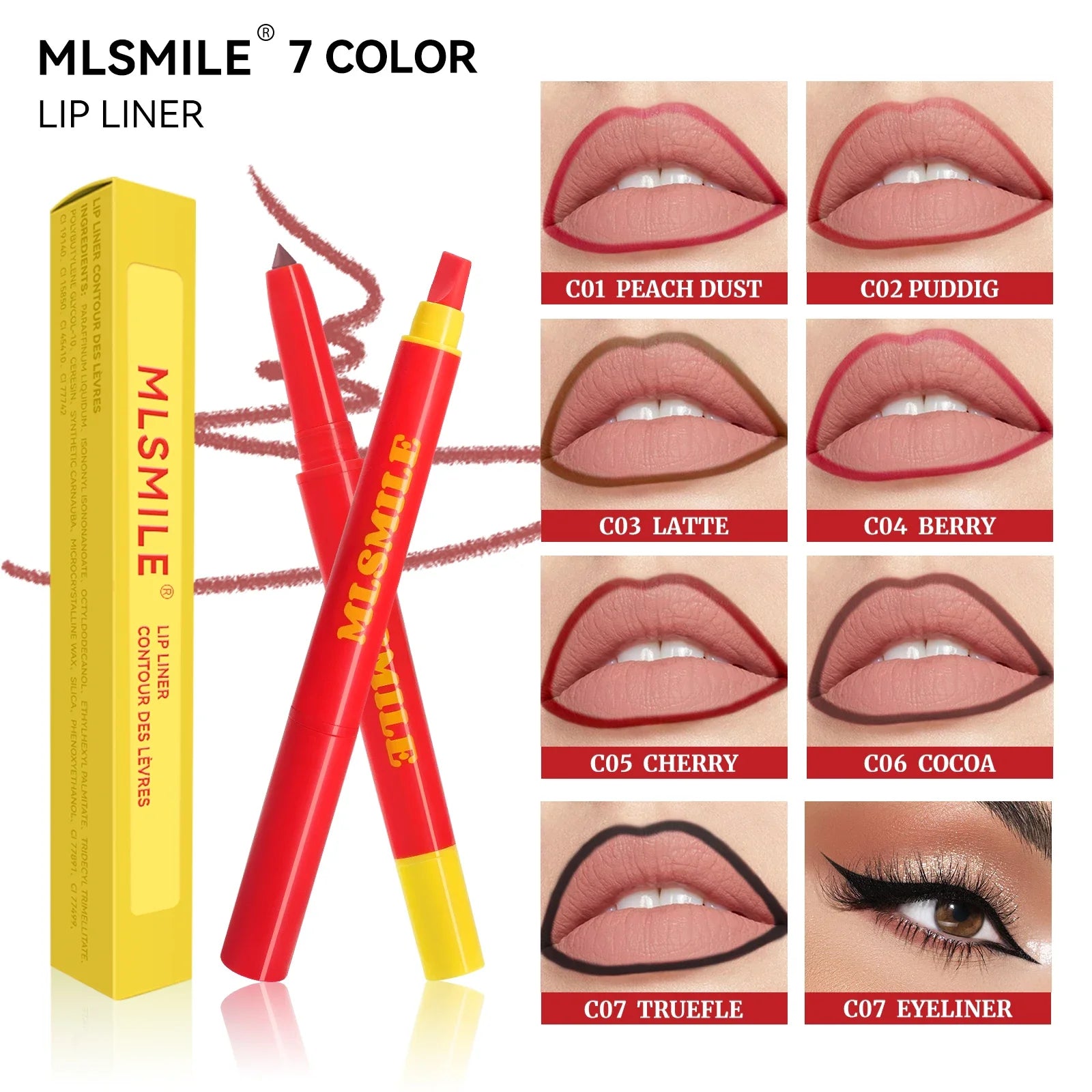 Long Lasting Lip Liner Pen Automatic 2 In 1 Double Head Silicone Brush Waterproof Smudge Proof Silky Lipstick Makeup