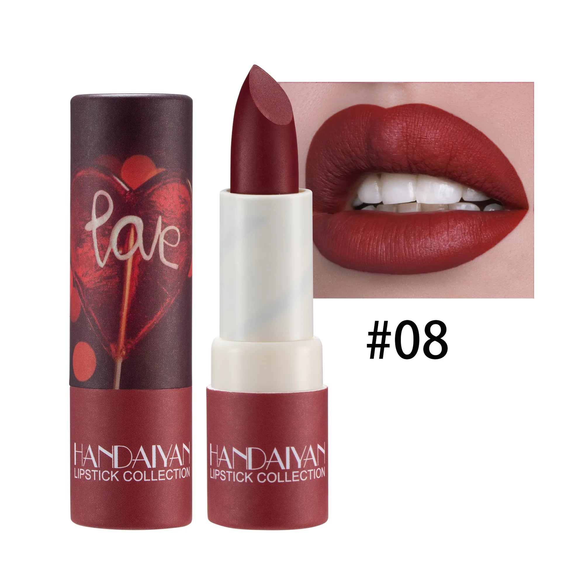 8 Colors Velvet Finish Lipstick Waterproof Long Lasting Moisturizing Non Stick Cup Nude Pink Red Lip Makeup Cosmetics