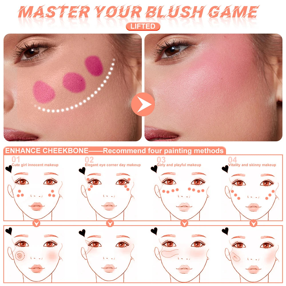 Matte Liquid Blush Cheek Tint Cheek High Pigmented Long Lasting Transfer-proof Multi-use Natural Flush No Cakey US Stock Y2K