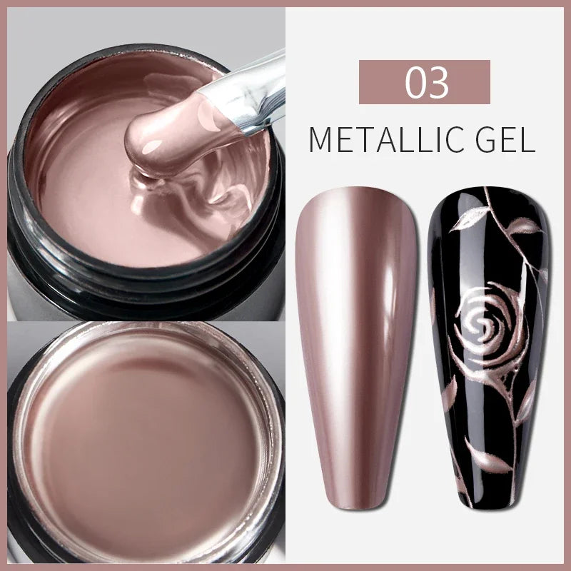 PUENTE Sparkle Platinum Gel Nail Polish 5ML Shiny Gold Silver Glitter Painting Gel Drawing Semi Permanent Varnish For Manicure