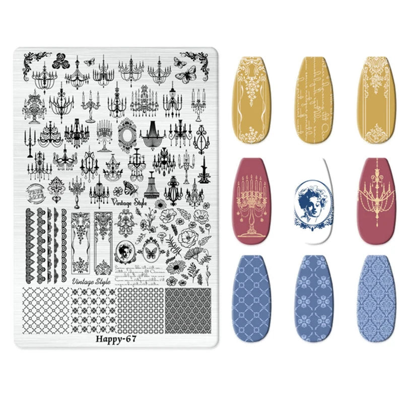 Maple Leaf Nail Stamping Plates Autumn Winter Leaves Design Polish Stencil Nail Printing Stamp Image Manicure Mold Stencil Tool