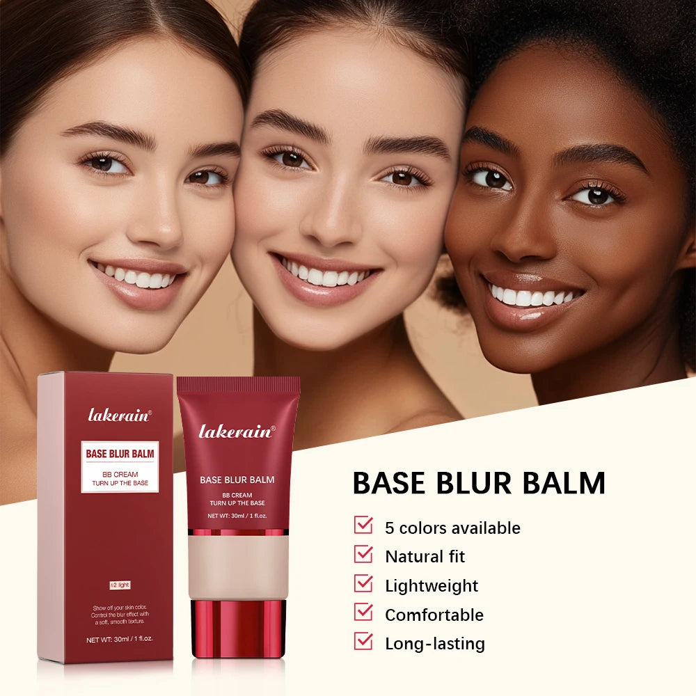 Lakerain Matte Foundation Base Cream Long-lasting Soft Focus Matte Natural Fit Coverage Concealer Waterproof Face Base Makeup