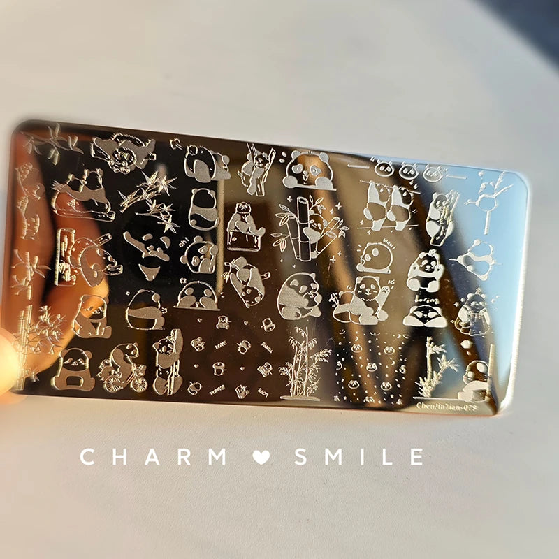 Cartoon Characters Stamping Plates French Line Geometry Flowers Leaves Animals Image Stainless Steel Nail Art Template Stencil