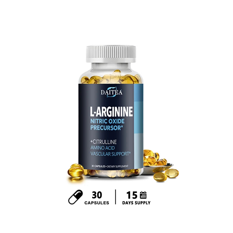 Daitea L-Arginine Supplement - For energy, strength and endurance support during exercise | Muscle Mass, Non-GMO