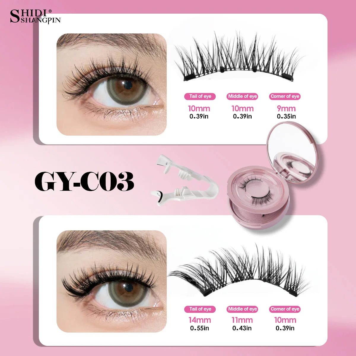 2/1 pair Reusable Magnetic Eyelashes Natural Curler Eyelash Extension Tweezers Set Easy to use Glue Free False 3D Mink Eyelashes