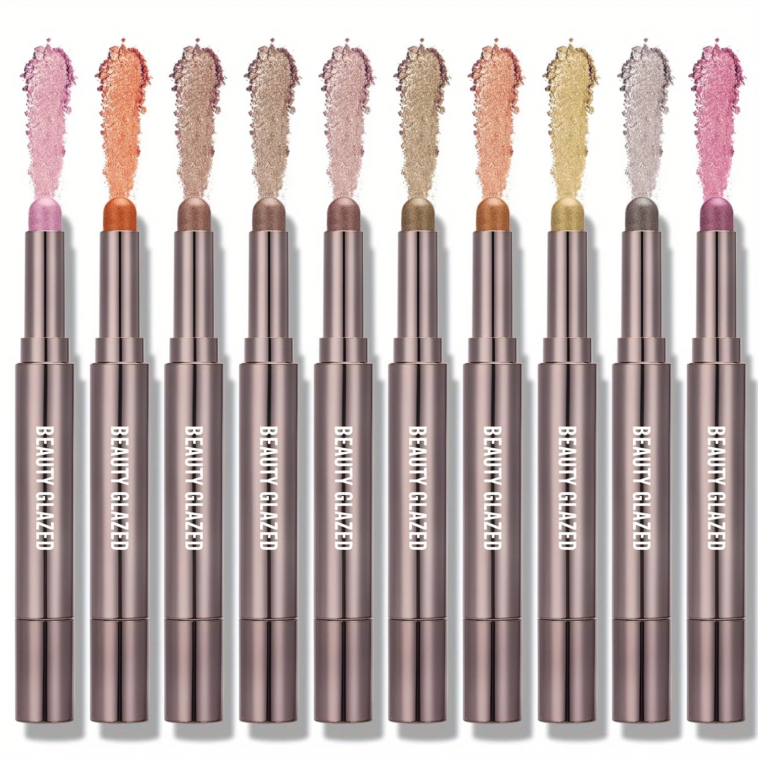 BEAUTY GLAZED 10 Colors Eyeshadow Stick Long-lasting Waterproof Eyeshadow Pen with Double Head Brush Matte and Shimmer Shade