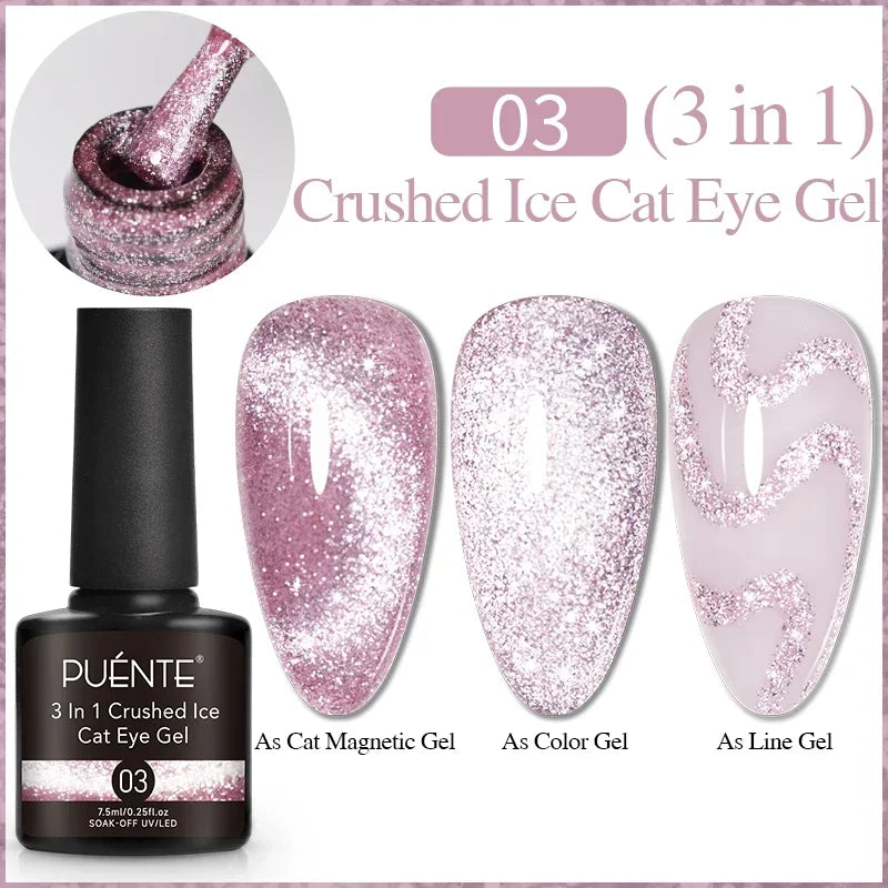PUENTE 7.5ML Red Flame Reflective Gel Nail Polish Flash Sparkling Red Glitter Nail Gel Soak Off UV Semi-permanent Nail Varnish