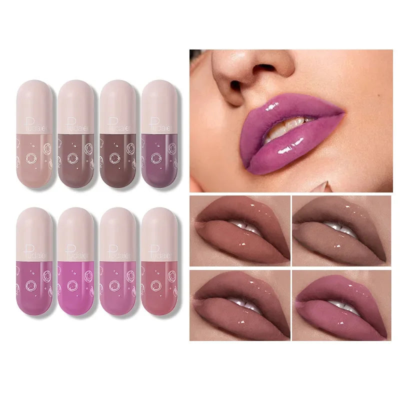 Mini Capsule Mirror Liquid Lipstick Lip Glaze Non-stick Cup Does Not Fall Color Lip Gloss Lip Stick Women Makeup