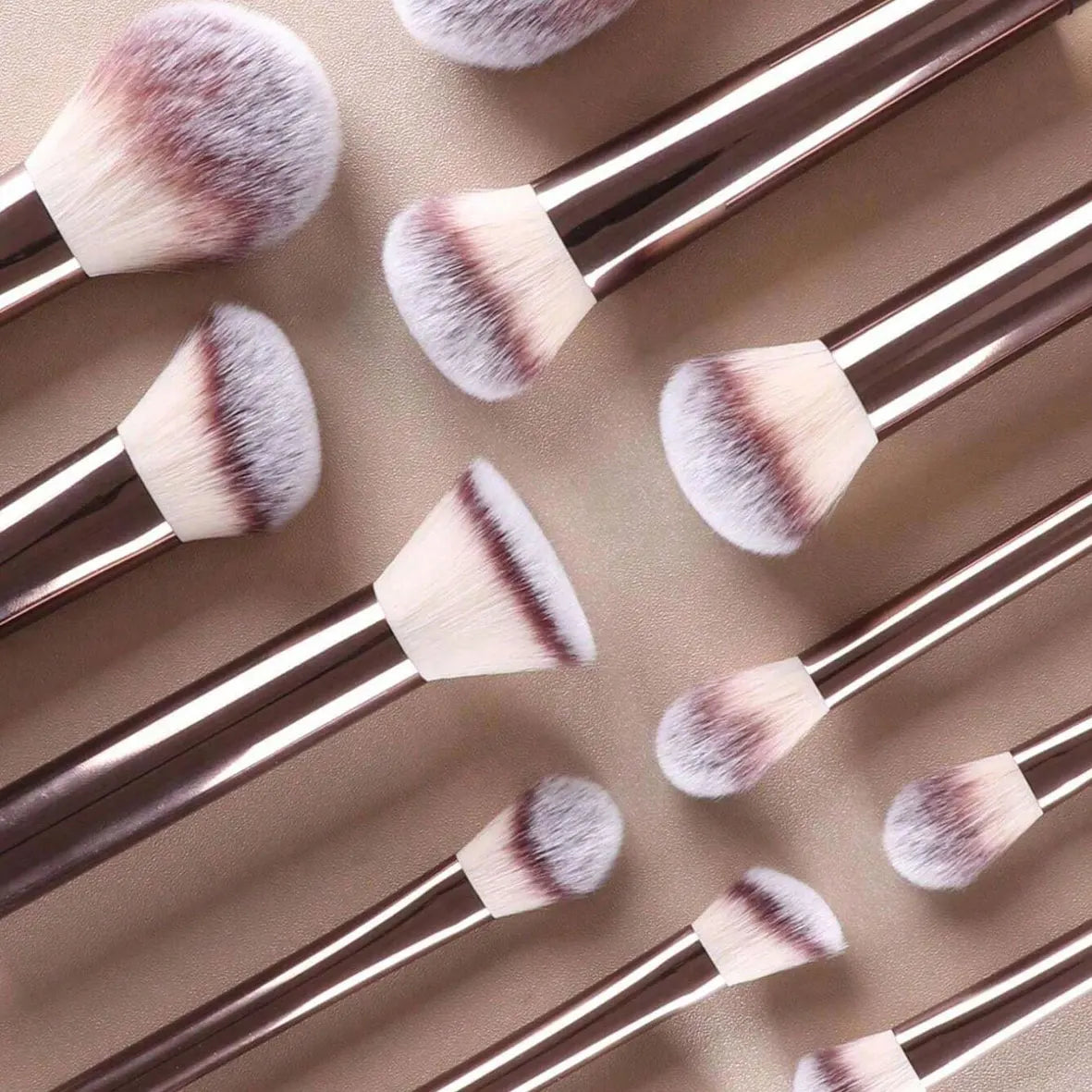 12pcs Professional Makeup Brush Set Incl. Eyeshadow, Powder, Blush Brushes, 2pcs Makeup Sponges, 1pc Powder Puff, Complete Trave
