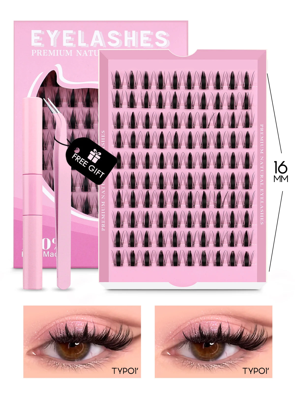GROINNEYA Cluster Lashes Kit Manga Lashes Natural Eyelash extension Cluster Natural Volume Individual Lashes Mixed Tray Lashes