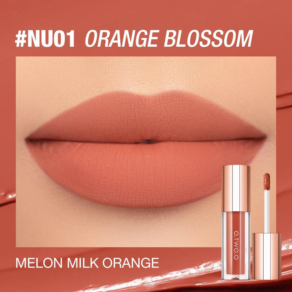 O.TWO.O Lipstick Lip Tint Matte 24H Stay Color-Locking Ultra-Lasting Waterproof Transfer-Proof Glossy Satin Lip Glaze Makeup