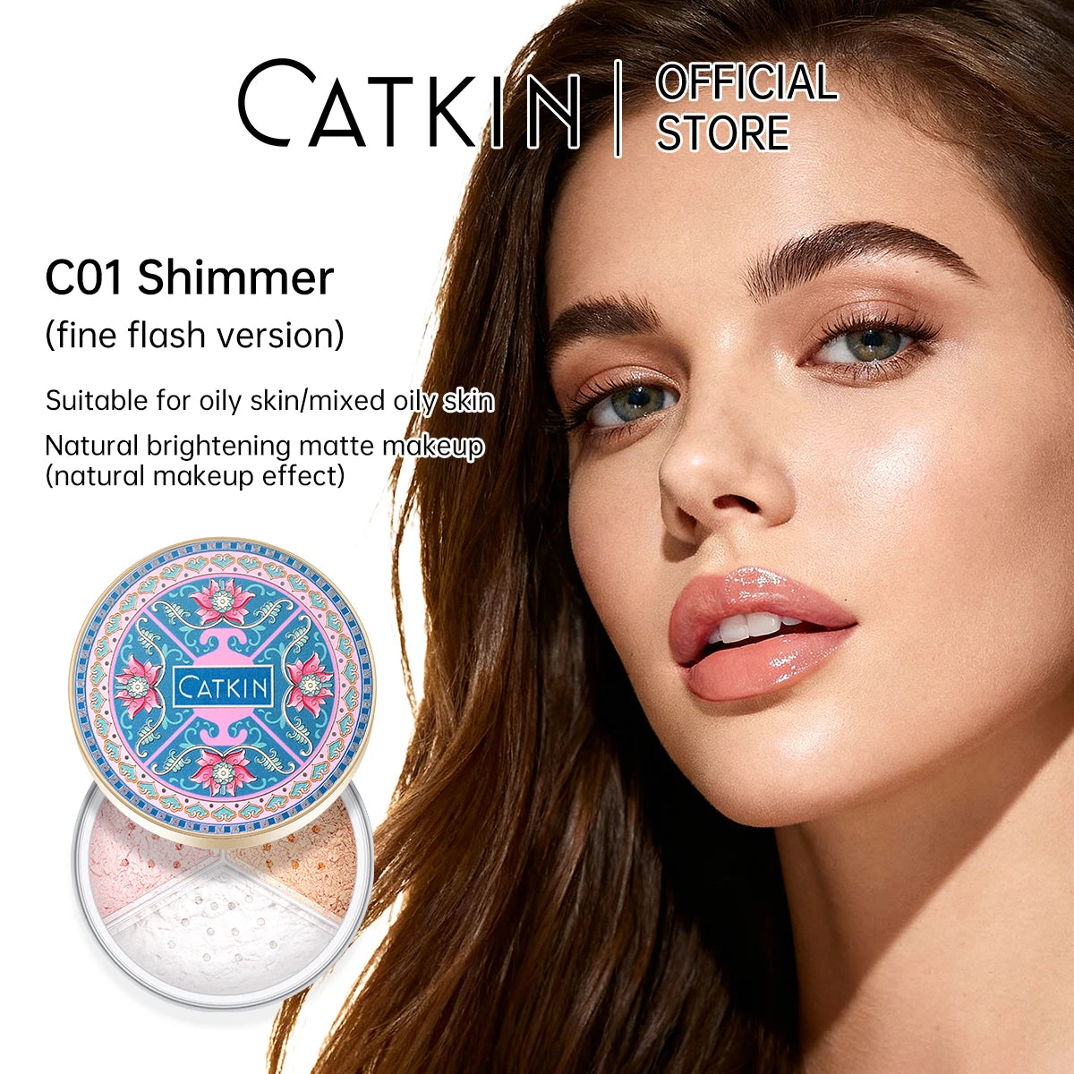 CATKIN Makeup Loose Setting Powder, Oil Control Poreless Face Powder Suitable for All Skin Tones and maintain matte and natural
