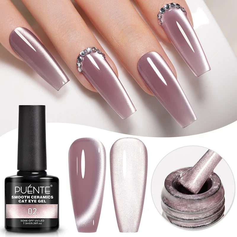PUENTE 7.5ML Red Flame Reflective Gel Nail Polish Flash Sparkling Red Glitter Nail Gel Soak Off UV Semi-permanent Nail Varnish