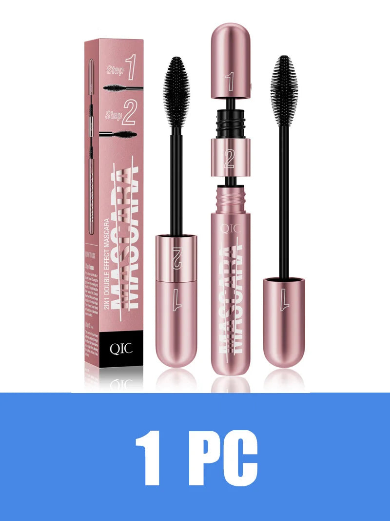 QIC new rose gold double-effect mascara, dense and slender two-in-one waterproof and non-smudging curled mascara.