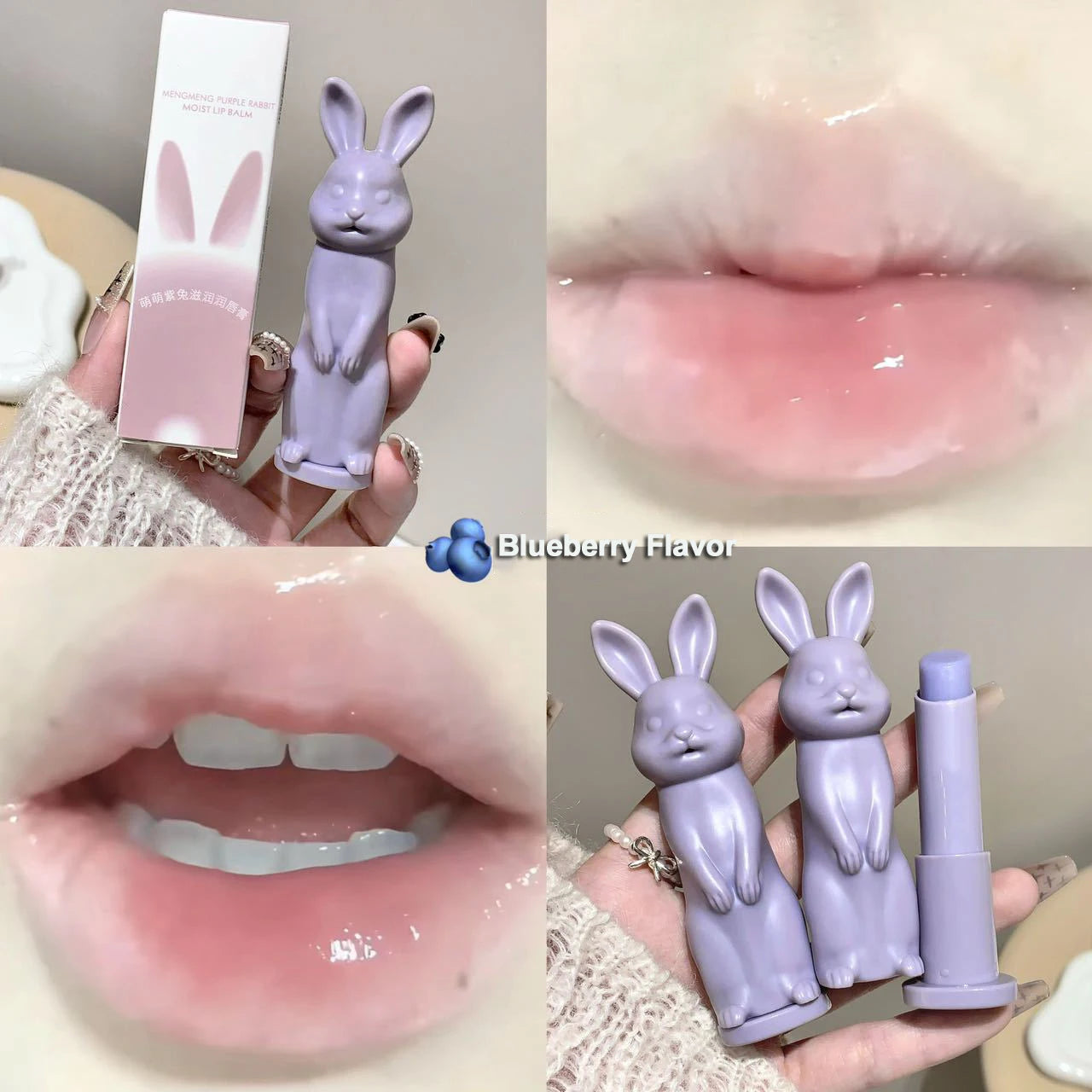 Lip Balm Cute Rabbit Moisturizing Lipstick Color Changing Moisturizing and Anti Cracking Lipstick Four-Color Rabbit Cosmetics