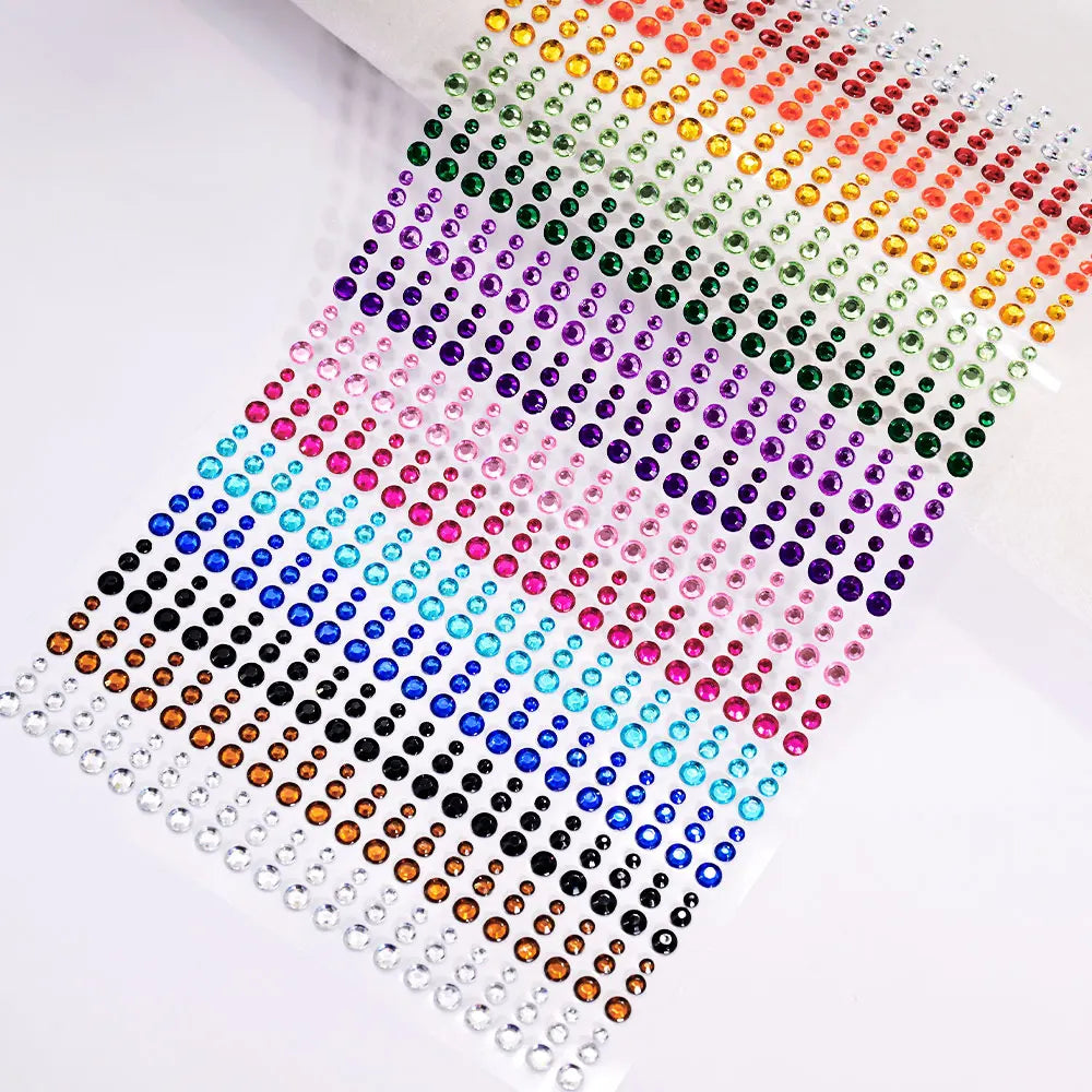 New 3/4/5mm 900pcs Pearl Face Gem Stickers Shining Glittle Self Adhesive Waterproof Rhinestone Stickers Party Wedding Makeup