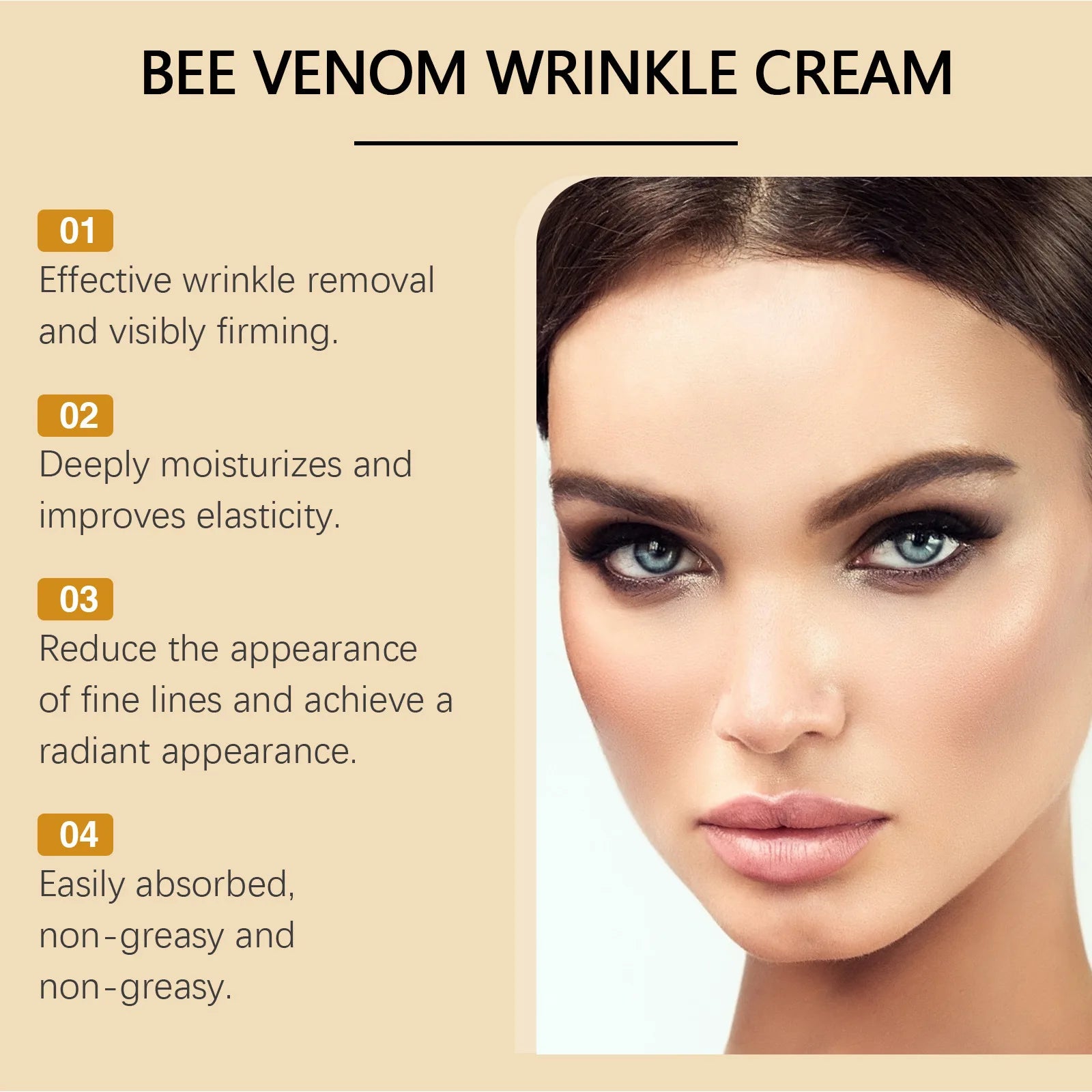 Bee Venoms Cream Moisturizing Skin Elasticity Increased Reduce Fine Lines Deep Hydration Face Care Anti Aging Cream for Woman